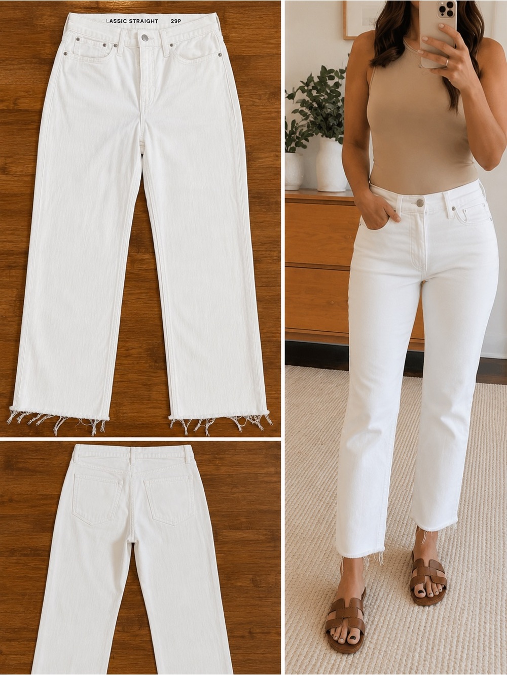 J.Crew Classic Straight White Jeans Raw Hem Size 29P (w)